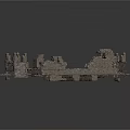 Ancient Stone Architectural Components Of Ruins 3D Model With Broken Walls And Stone Blocks