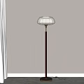 Modern Floor Lamp With White Fabric Shade And Wooden Pole For Living Room Decor