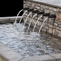 Garden Water Features with Brick Wall and Three Square Columns Water Flowing into Pool Basin 3d model
