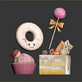 Vibrant Sweet Snacks Collection Featuring Donut Lollipop Cupcake And Strawberry Cake