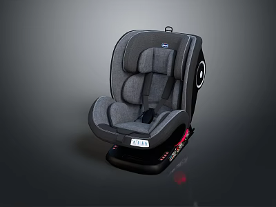 Gray Fabric Child Safety Seat With Comfortable Ergonomic Design And Secure Black Base Straps 3d model