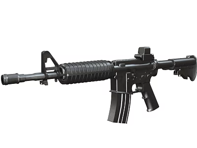 Black Tactical Assault Rifle With Barrel Magazine Stock Handguard And Grip 3d model