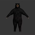 Realistic Standing Black Bear Model with Shiny Fur and White Background