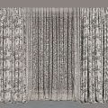 Elegant Floral Pattern Curtains With Sheer White Panel For Window Decor 3d model
