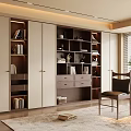 Modern Interior Bookcase Design With Sleek Compartments Drawers Chair And Plant