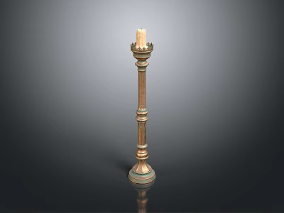 Brass Hardware Tool Candle Holder With Decorative Design Green Base And Vintage Style 3d model