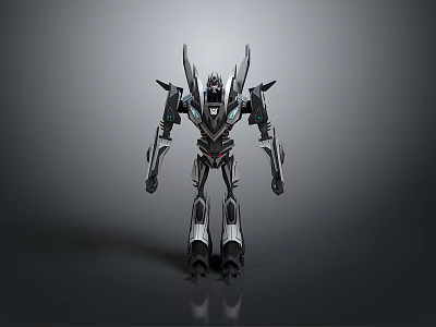 Sci Fi Robot Figure With Metallic Mechanical Structure And Glowing Accents 3d model