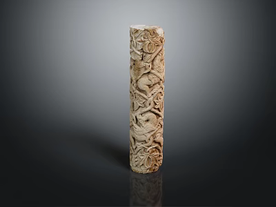 Traditional Stone Pillar With Intricate Carved Dragon Patterns And Artistic Design 3d model
