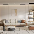 Modern Living Room Interior Design With White Leather Sofa Armchair And Round Coffee Table