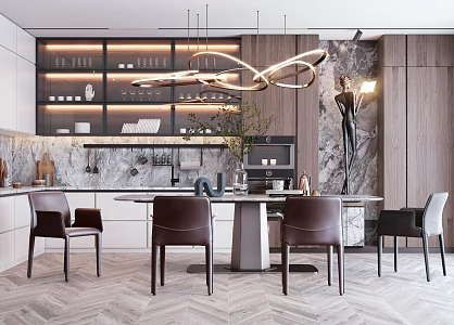 Modern open kitchen 3d model