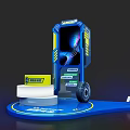 Modern Photo Check-in Spot with Blue Installation Yellow Box Tire and MICH Brand Platform