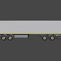Orange Cab Cargo Truck With White Long Trailer And Multiple Wheels 3d model