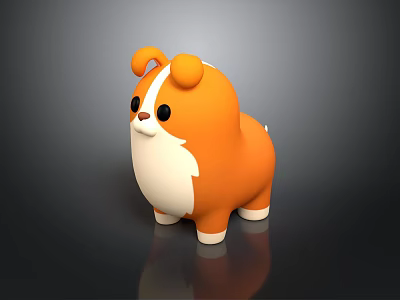 Cute Orange And White Cartoon Character With Round Ears Adorable Creature 3d model