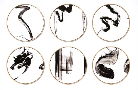 New Chinese Round Frame Painting Decorative Painting Wall Decoration Hanging Painting 3d model