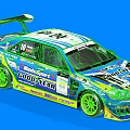 Blue And White Race Car With Goodyear Logos Rear Spoiler Yellow Wheels And Number 10