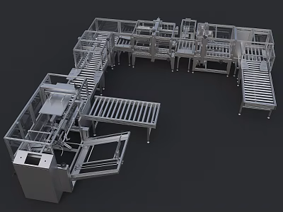 Industrial Equipment Automated Production Line With Conveyor Belts Metal Frames And Machinery Components 3d model