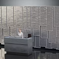 Modern Reception Desk Furniture With Concrete Surface And Rectangular Panel Wall 3d model