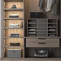 Modern Wooden Wardrobe with Hanging Clothes Folded Garments Drawers and Storage Compartments