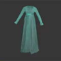 Elegant Light Blue Long Sleeve Round Neck Pleated Maxi Dress Design