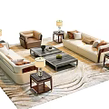 Modern Sofa Coffee Table Set With Armchair Side Tables Lamps And Rug