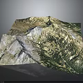 3D Terrain Model Showcasing Mountains Valleys Green Vegetation And Trails 3d model
