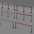 Variety of Stanchion Rope Barriers With Red Blue Ropes And Metal Bases