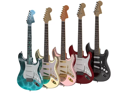 Stylish Electric Guitars Musical Instruments With Various Color Options For Music Lovers 3d model