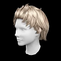 Game Movie Character 3D Head Model with Blonde Curly Short Hair on Black Background