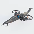 Futuristic Fighter Jet With Four Rotor Design Black Body And Blue Lights Mechanical Structure