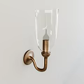 Unique Shaped Wall Light With Transparent Glass Shade And Brass Base 3d model