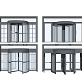 Modern Revolving Door Designs With Glass Panels And Metal Frames
