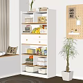 Home Storage Cabinet with Shelves Drawers Pegboard Potted Plant and Decorative Items