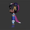Two Cartoon Characters With Pink White Hood And Twin Buns In Blue Outfit With Reflection