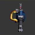 Modern Household Device With Blue Casing Orange Flexible Hose And Metal Base