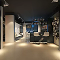 Modern Retail Showroom Interior With Display Shelves Seating And Ambient Lighting