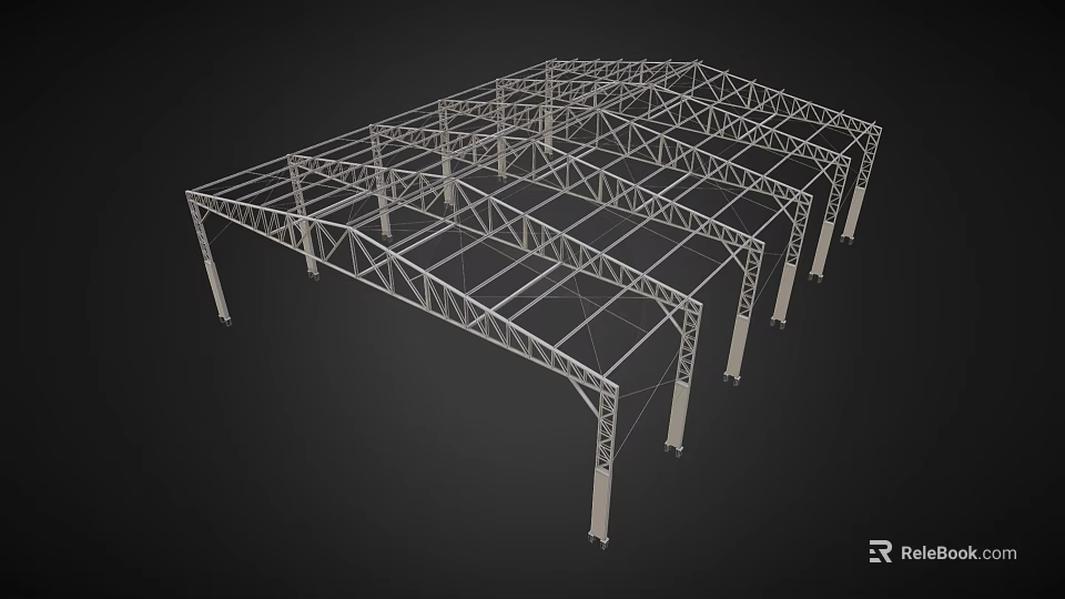 Modern Furniture Metal Frame Structure With Grid Design And Support Columns 3d model 