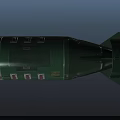 Military Bomb With Green Silver Body Red Nose Cone Yellow Warning Signs And Tail Fins