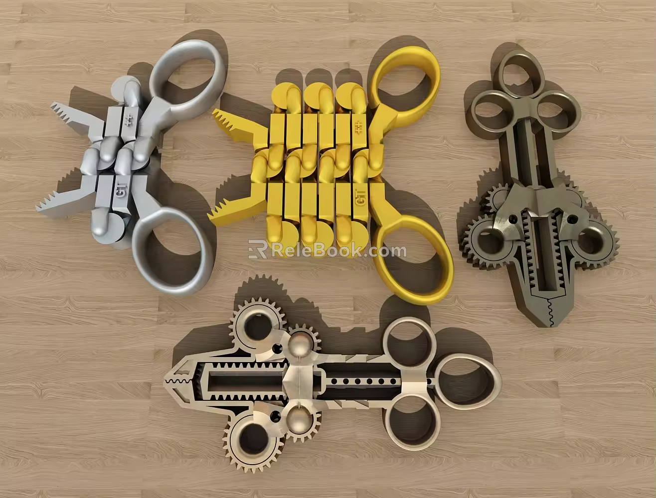 Modern tool hinge clamp scissors sculpture mechanical pliers 3d model