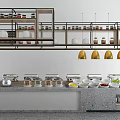 Modern dining table buffet table seasonings rack table basin tableware 3d model