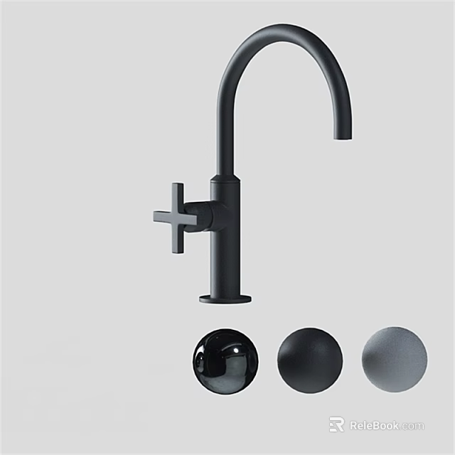 Modern Black Kitchen Faucet With Three Colored Balls in Black Dark Gray and Light Gray 3d model 