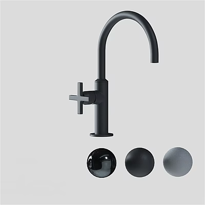 Modern Black Kitchen Faucet With Three Colored Balls in Black Dark Gray and Light Gray 3d model