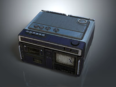 Vintage Headphone Speaker With Worn Texture Classic Knobs Buttons And Dark Blue Black Design 3d model