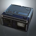 Vintage Headphone Speaker With Worn Texture Classic Knobs Buttons And Dark Blue Black Design