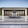 Modern Entrance Gate Design With Metal Frame Ceiling Lights And Stone Floor Details