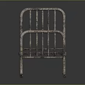 Vintage Metal Iron Bed Frame With Rustic Weathered Finish And Grid Patterned Base 3d model