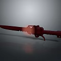 Red Gleaming Mechanical Weapon With Sharp Blade And Tactical Handle 3d model