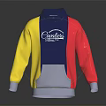 Cavaliers Hoodie With Blue Yellow Red Color Block Design And Gray Front Pocket