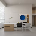 Modern Foyer Hallway With Light Brown Cabinets And Dark Door