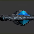 Black Twisted Spiral Magic Staff With Blue Gemstone On Top