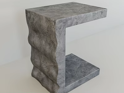 Unique Modern Textured Stone Side Table With Irregular Shape Design 3d model